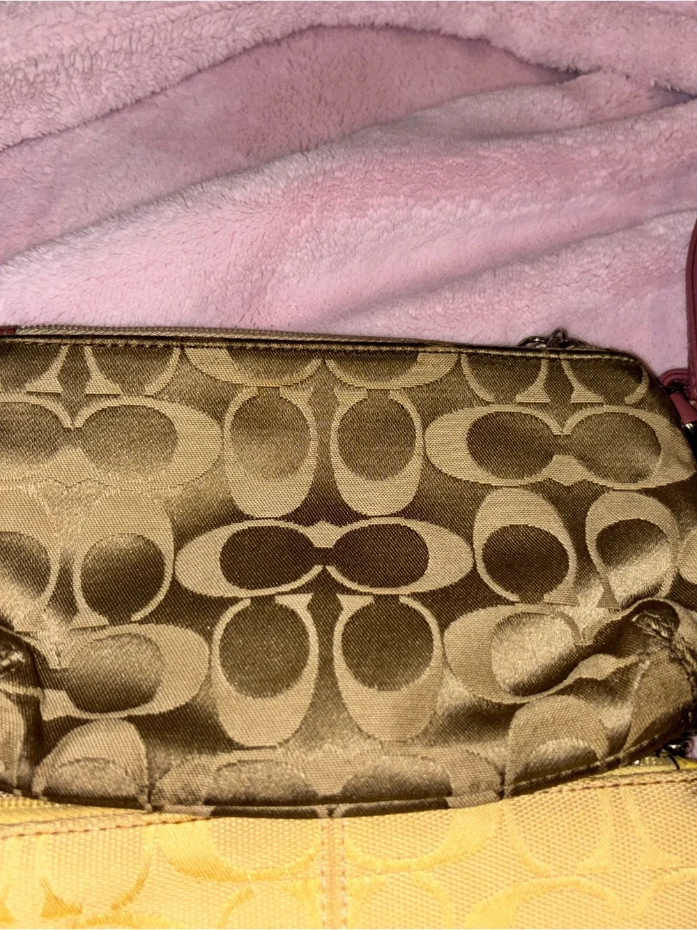 Coach Signature Wristlet Duo in Yellow and Pink-Brown
